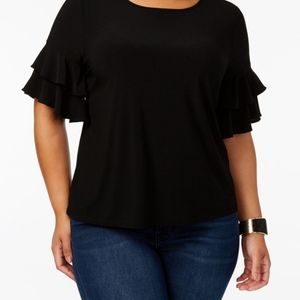 INC Plus Size Short Ruffle Sleeve Top 3X Like New